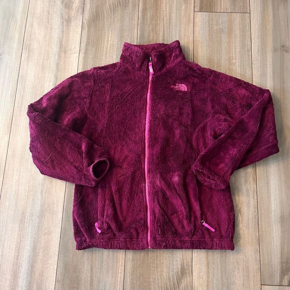 The North Face Girls XL 18 Osito Full Zip Fleece Jacket Maroon Magenta Pink
